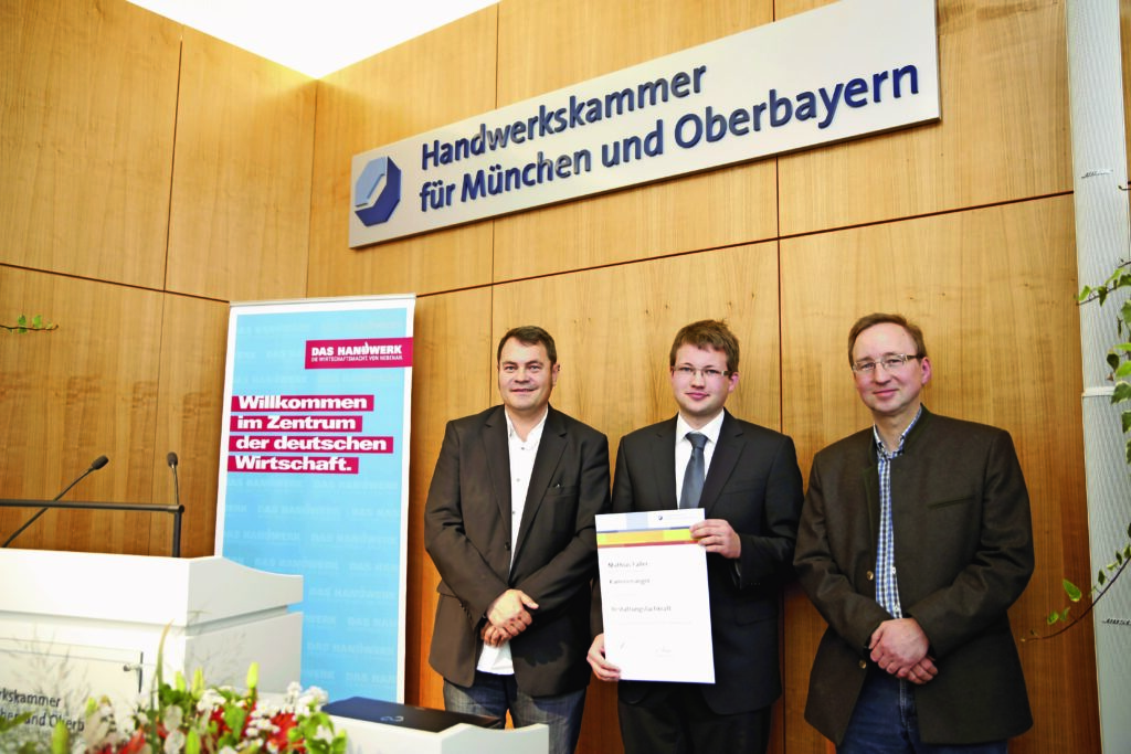 Als junger Bestattermeister 2015 Ehrung als Kammersieger