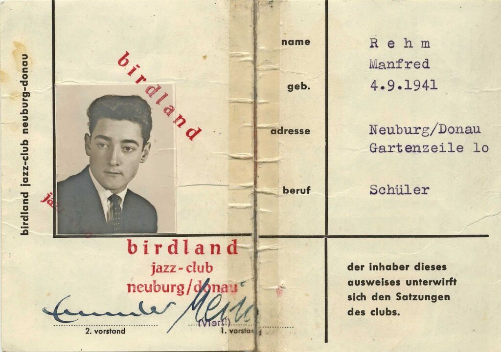 Birdland Jazzclub, Mitgliedsausweis von Manfred Rehm
